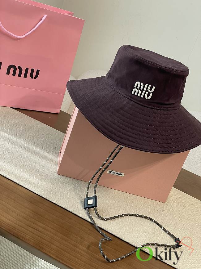 Okify MiuMiu Dark Red Bucket Hat 28876 - 1