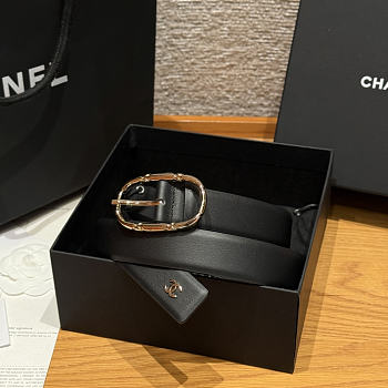 Okify CC Black Plain Belt Silver Hardware 3cm