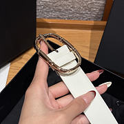 Okify CC White Plain Belt Silver Hardware 3cm - 5