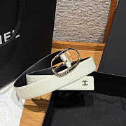 Okify CC White Plain Belt Silver Hardware 3cm - 4