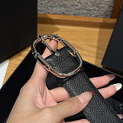 Okify CC Black Grain Belt Silver Hardware 3cm - 6