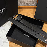 Okify CC Black Grain Belt Silver Hardware 3cm - 3