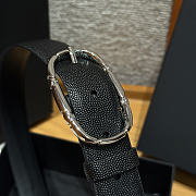 Okify CC Black Grain Belt Silver Hardware 3cm - 2