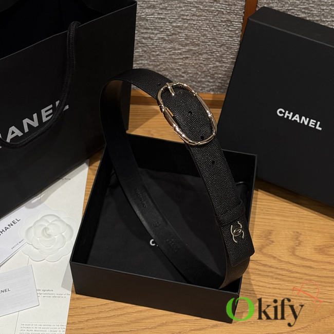 Okify CC Black Grain Belt Gold Hardware 3cm - 1