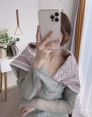 Okify Dior Diortwin Pink And Gray Mulberry Silk Square Scarf 90x90cm - 6