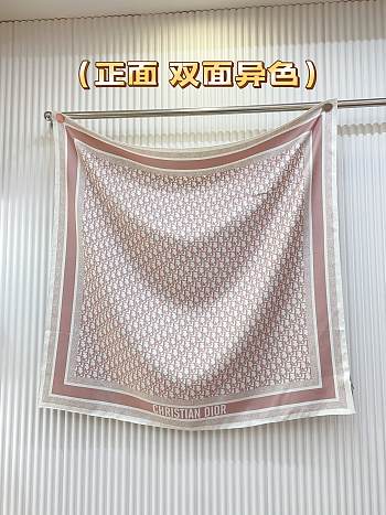 Okify Dior Diortwin Pink And Gray Mulberry Silk Square Scarf 90x90cm