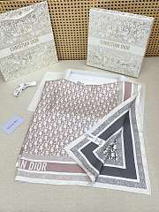 Okify Dior Diortwin Pink And Gray Mulberry Silk Square Scarf 90x90cm - 5