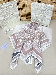 Okify Dior Diortwin Pink And Gray Mulberry Silk Square Scarf 90x90cm - 4