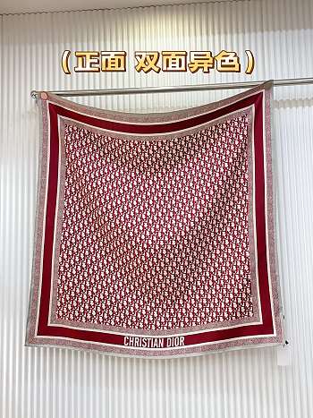 Okify Dior Diortwin Black And Red Mulberry Silk Square Scarf 90x90cm