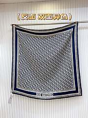 Okify Dior Diortwin Dark Blue And Gray Mulberry Silk Square Scarf 90x90cm - 1