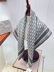 Okify Dior Diortwin Dark Blue And Gray Mulberry Silk Square Scarf 90x90cm - 4