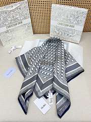 Okify Dior Diortwin Dark Blue And Gray Mulberry Silk Square Scarf 90x90cm - 2