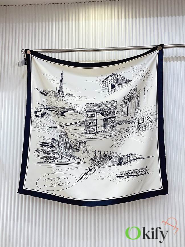 Okify CC White Silk Square Scarf 90x90cm - 1