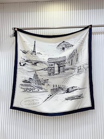 Okify CC White Silk Square Scarf 90x90cm