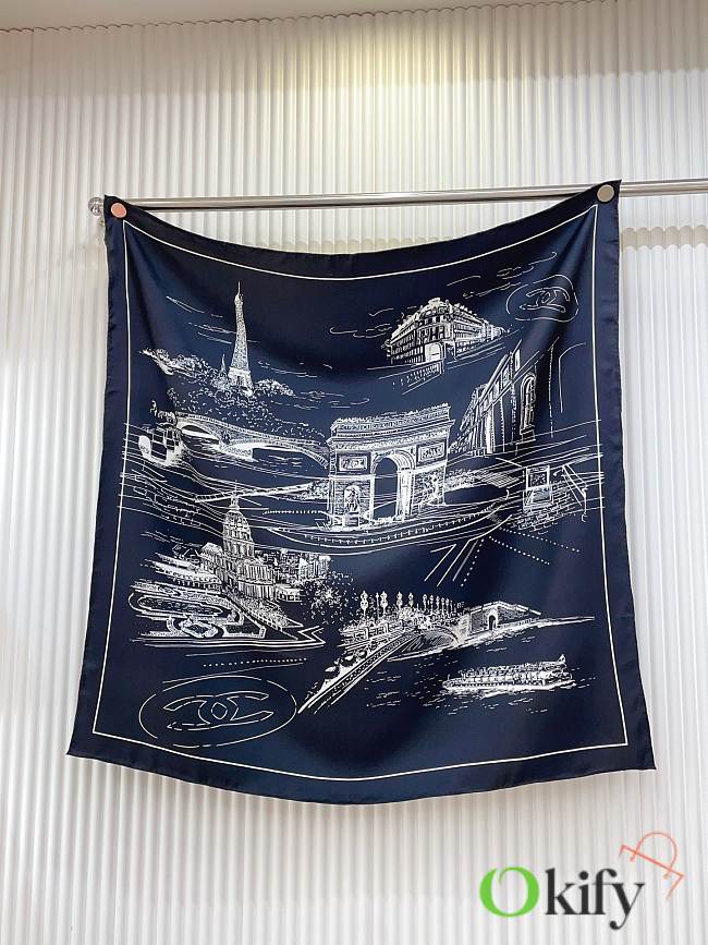 Okify CC Black Silk Square Scarf 90x90cm - 1