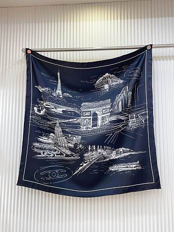 Okify CC Black Silk Square Scarf 90x90cm