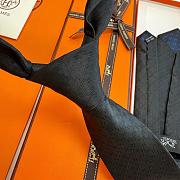 Okify Hermes Black Silk Tie 28934 - 4