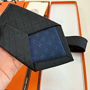 Okify Hermes Black Silk Tie 28934 - 2