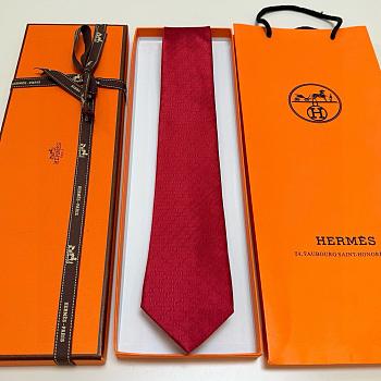 Okify Hermes Red Silk Tie 28936