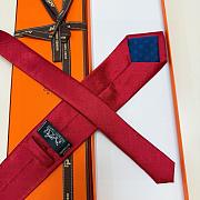 Okify Hermes Red Silk Tie 28936 - 5