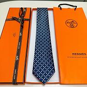 Okify Hermes Dark Blue Silk Tie 28937 - 1