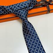 Okify Hermes Dark Blue Silk Tie 28937 - 4