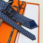 Okify Hermes Dark Blue Silk Tie 28937 - 3