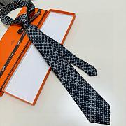 Okify Hermes Black Silk Tie 28938 - 6