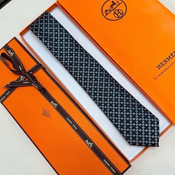 Okify Hermes Black Silk Tie 28938