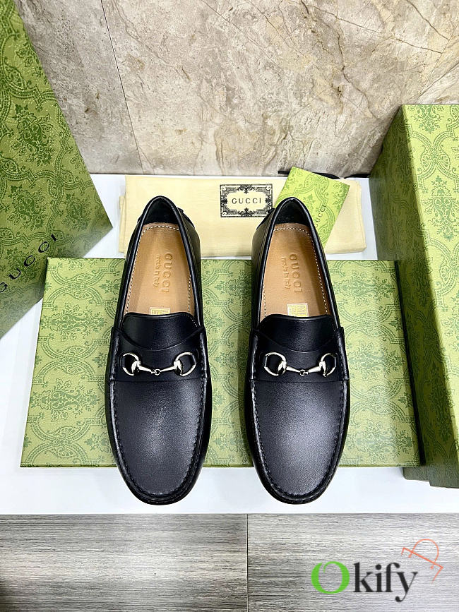 Okify Gucci Horsebit Black Men Loafers - 1