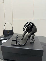 Okify YSL Black Patent High Heels With Logo Heel 10.5cm - 1