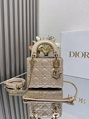 Okify Dior Lady Mini Bag Beige Gold Hardware 17x15x7cm - 1