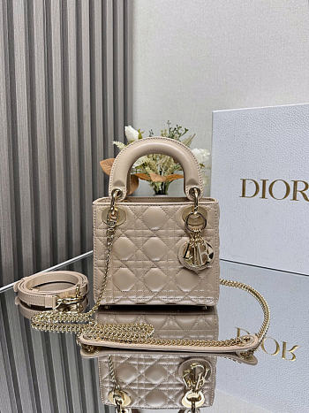Okify Dior Lady Mini Bag Beige Gold Hardware 17x15x7cm