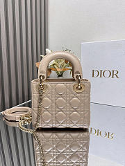 Okify Dior Lady Mini Bag Beige Gold Hardware 17x15x7cm - 6