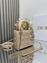 Okify Dior Lady Mini Bag Beige Gold Hardware 17x15x7cm - 2