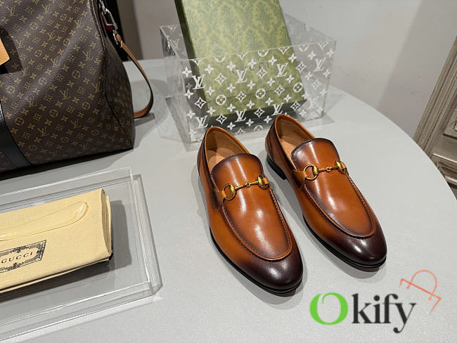 Okify Gucci Horsebit Ombre Brown Men Loafers  - 1