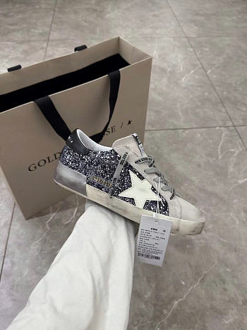 Okify Golden Goose Silver Glitter Sneakers  
