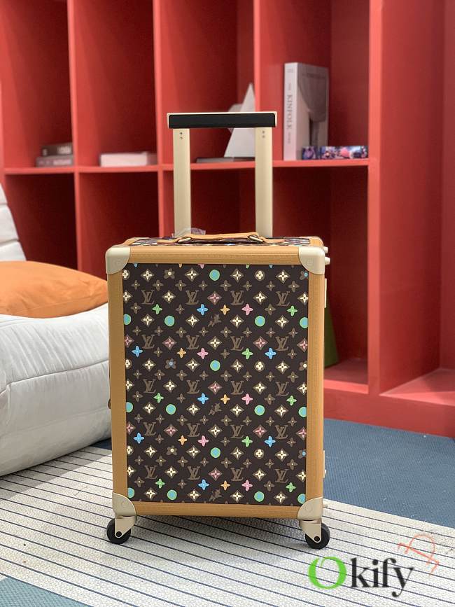 Okify Louis Vuitton Rolling Trunk Brown Suitcase With Colorful Monogram 55x39x21cm - 1