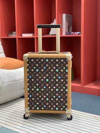 Okify Louis Vuitton Rolling Trunk Brown Suitcase With Colorful Monogram 55x39x21cm
