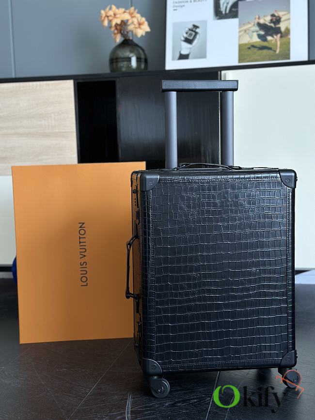 Okify Louis Vuitton Rolling Trunk Black Crocodile Suitcase M12881 55x39x21cm - 1
