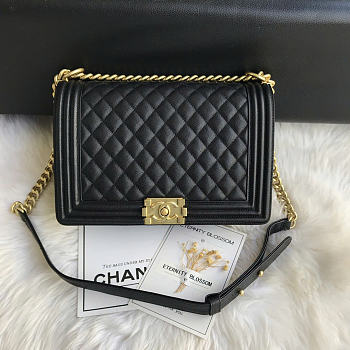 Okify CC Boy Bag Large Black Caviar Gold Hardware 28cm 