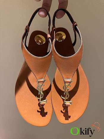 Okify YSL Brown Cassandra Sandals In Caramel 1cm 