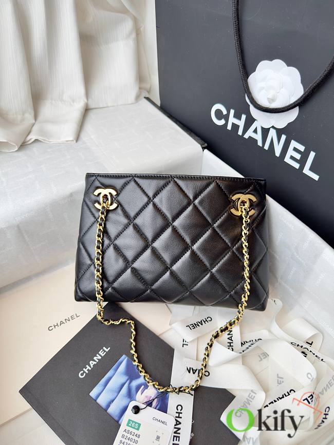Okify CC 26S Wallet On Chain Bag Black Lambskin 24x16x7.5cm - 1