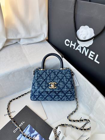 Okify CC 26P Coco Handle Bag Denim 14.5x11.5x5.5cm