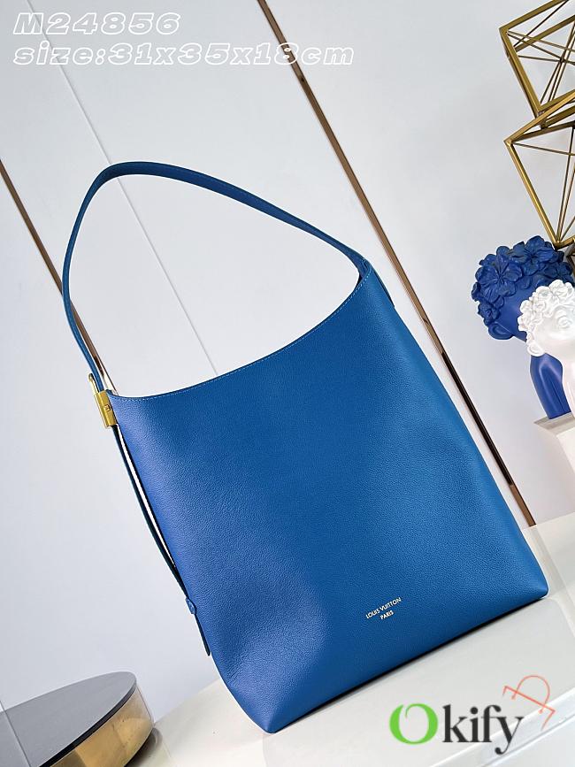 Okify Louis Vuitton Hobo MM Low Key Bag Blue M28220 35x31x18cm  - 1