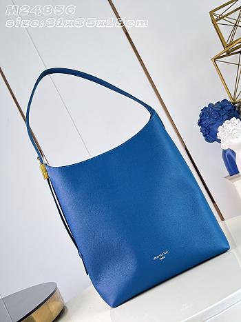Okify Louis Vuitton Hobo MM Low Key Bag Blue M28220 35x31x18cm 