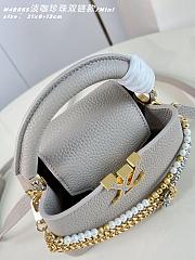 Okify Louis Vuitton Capucines Mini Bag Gray Pearl And Double Chain 21x13x8cm  - 2