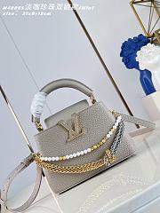 Okify Louis Vuitton Capucines Mini Bag Gray Pearl And Double Chain 21x13x8cm  - 1
