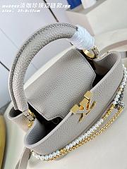 Okify Louis Vuitton Capucines BB Bag Gray Pearl And Double Chain 27x17x9cm - 5