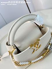 Okify Louis Vuitton Capucines Mini Bag Cream White Pearl And Double Chain 21x13x8cm  - 2